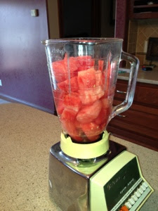 Blending watermelon for agua
